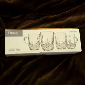 Dublin Collection Shannon by Godinger set of 4 crystal 12 oz mugs New in box…